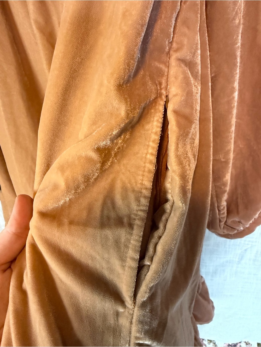 Free People Estella Copper Blush Velvet Mini Dress Ruffle Size S Romantic - Picture 13 of 13